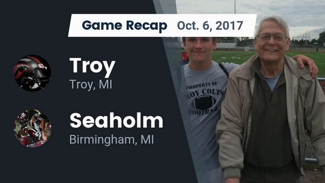 Watch this highlight video of the Troy (MI) football team in its game Recap: Troy  vs. Seaholm  2017 on Oct 6, 2017