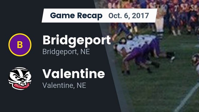 Watch this highlight video of the Bridgeport (NE) football team in its game Recap: Bridgeport  vs. Valentine  2017 on Oct 6, 2017