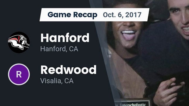 Watch this highlight video of the Hanford (CA) football team in its game Recap: Hanford  vs. Redwood  2017 on Oct 6, 2017