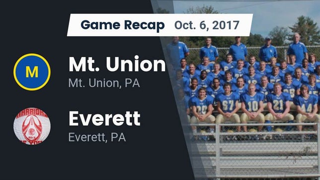 Watch this highlight video of the Mount Union (PA) football team in its game Recap: Mt. Union  vs. Everett  2017 on Oct 6, 2017