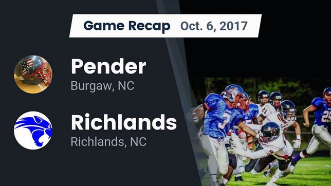 Watch this highlight video of the Pender (Burgaw, NC) football team in its game Recap: Pender  vs. Richlands  2017 on Oct 6, 2017