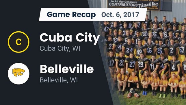 Watch this highlight video of the Cuba City (WI) football team in its game Recap: Cuba City  vs. Belleville  2017 on Oct 6, 2017
