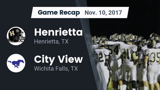 Watch this highlight video of the Henrietta (TX) football team in its game Recap: Henrietta  vs. City View  2017 on Nov 10, 2017