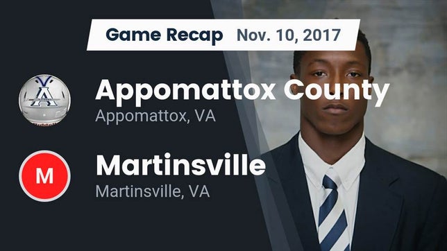 Watch this highlight video of the Appomattox County (Appomattox, VA) football team in its game Recap: Appomattox County  vs. Martinsville  2017 on Nov 10, 2017