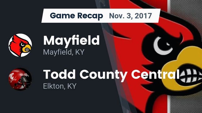 Watch this highlight video of the Mayfield (KY) football team in its game Recap: Mayfield  vs. Todd County Central  2017 on Nov 3, 2017