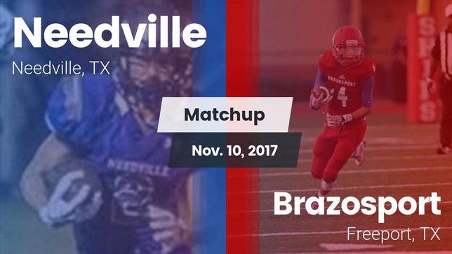Watch this highlight video of the Needville (TX) football team in its game Matchup: Needville High vs. Brazosport  2017 on Nov 10, 2017