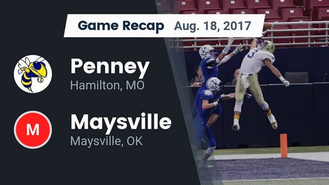 Watch this highlight video of the Penney (Hamilton, MO) football team in its game Recap: Penney  vs. Maysville  2017 on Aug 18, 2017