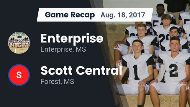 Watch this highlight video of the Enterprise (MS) football team in its game Recap: Enterprise  vs. Scott Central  2017 on Aug 18, 2017