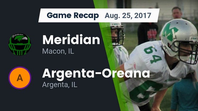 Watch this highlight video of the Meridian (Macon, IL) football team in its game Recap: Meridian  vs. Argenta-Oreana  2017 on Aug 25, 2017