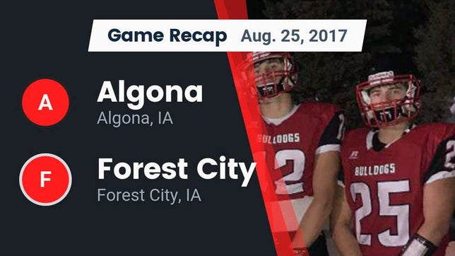 Watch this highlight video of the Algona (IA) football team in its game Recap: Algona  vs. Forest City  2017 on Aug 25, 2017