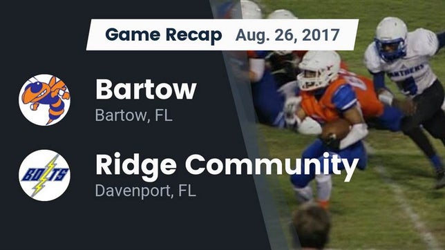 Watch this highlight video of the Bartow (FL) football team in its game Recap: Bartow  vs. Ridge Community  2017 on Aug 25, 2017