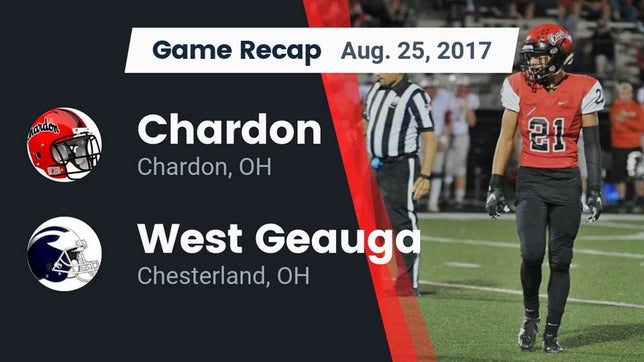 Watch this highlight video of the Chardon (OH) football team in its game Recap: Chardon  vs. West Geauga  2017 on Aug 25, 2017