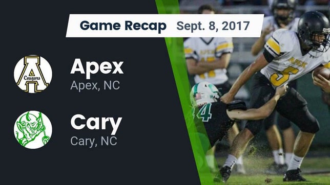 Watch this highlight video of the Apex (NC) football team in its game Recap: Apex  vs. Cary  2017 on Sep 8, 2017