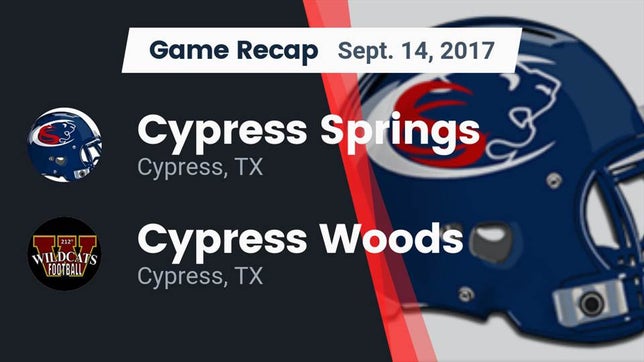 Watch this highlight video of the Cypress Springs (Cypress, TX) football team in its game Recap: Cypress Springs  vs. Cypress Woods  2017 on Sep 14, 2017