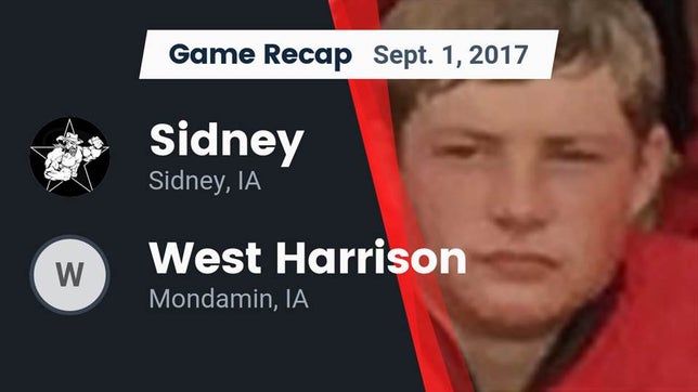 Watch this highlight video of the Sidney (IA) football team in its game Recap: Sidney  vs. West Harrison  2017 on Sep 1, 2017