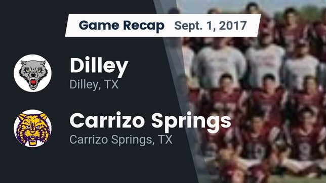 Watch this highlight video of the Dilley (TX) football team in its game Recap: Dilley  vs. Carrizo Springs  2017 on Sep 1, 2017