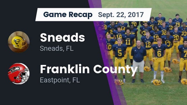Watch this highlight video of the Sneads (FL) football team in its game Recap: Sneads  vs. Franklin County  2017 on Sep 22, 2017