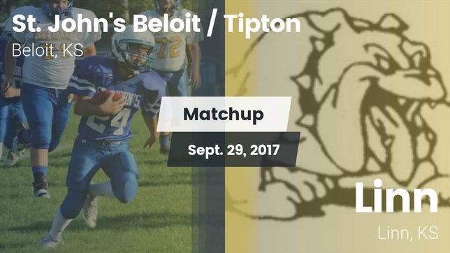 Watch this highlight video of the St. John's/Tipton Catholic (Beloit, KS) football team in its game Matchup: St. John's Beloit / vs. Linn  2017 on Sep 29, 2017