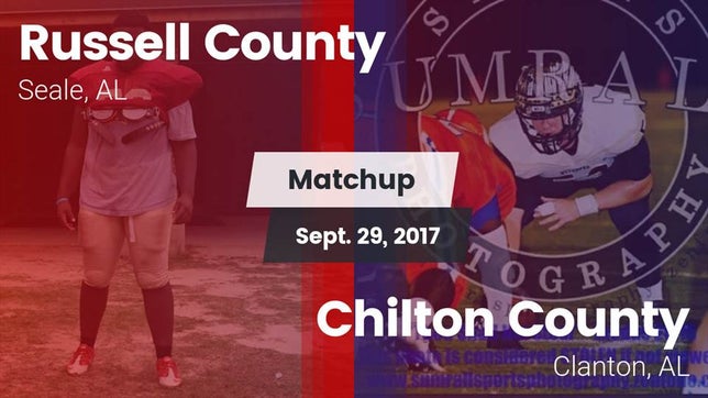 Watch this highlight video of the Russell County (Seale, AL) football team in its game Matchup: Russell County vs. Chilton County  2017 on Sep 29, 2017