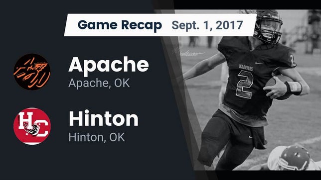 Watch this highlight video of the Apache (OK) football team in its game Recap: Apache  vs. Hinton  2017 on Sep 1, 2017