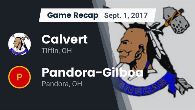 Watch this highlight video of the Calvert (Tiffin, OH) football team in its game Recap: Calvert  vs. Pandora-Gilboa  2017 on Sep 1, 2017