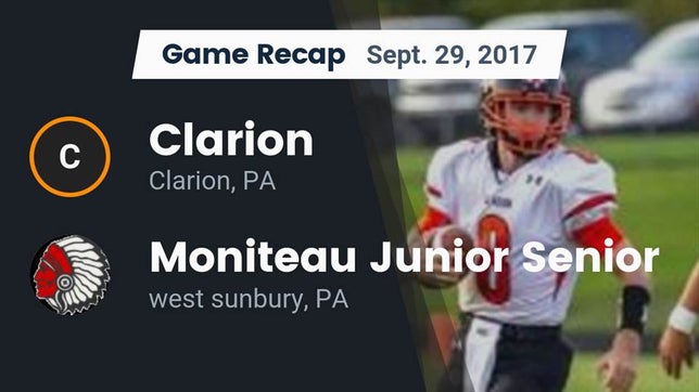 Watch this highlight video of the Clarion Area (Clarion, PA) football team in its game Recap: Clarion  vs. Moniteau Junior Senior  2017 on Sep 29, 2017