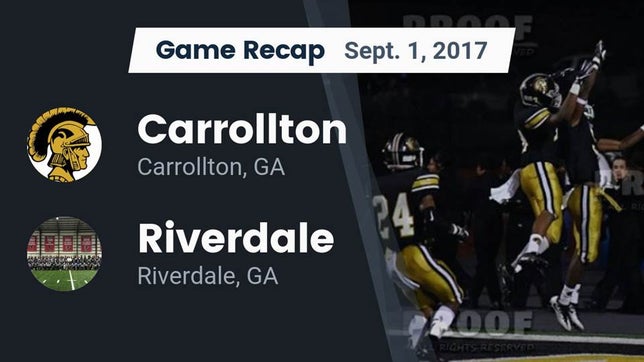 Watch this highlight video of the Carrollton (GA) football team in its game Recap: Carrollton  vs. Riverdale  2017 on Sep 1, 2017