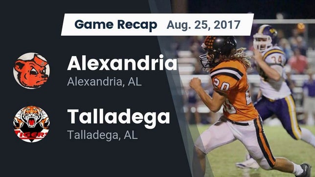 Watch this highlight video of the Alexandria (AL) football team in its game Recap: Alexandria  vs. Talladega  2017 on Aug 25, 2017