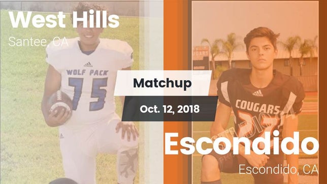 Watch this highlight video of the West Hills (Santee, CA) football team in its game Matchup: West Hills vs. Escondido  2018 on Oct 12, 2018