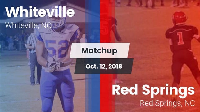Watch this highlight video of the Whiteville (NC) football team in its game Matchup: Whiteville vs. Red Springs  2018 on Oct 12, 2018