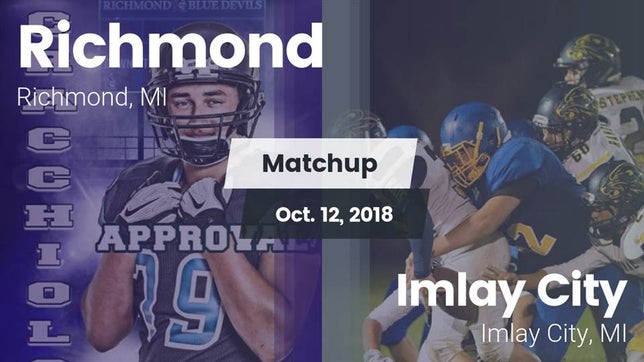 Watch this highlight video of the Richmond (MI) football team in its game Matchup: Richmond vs. Imlay City  2018 on Oct 12, 2018