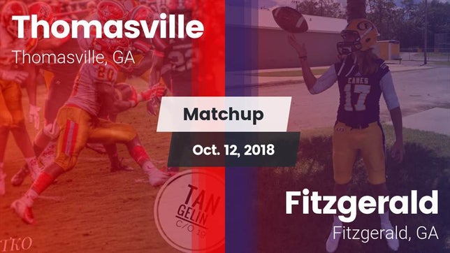 Watch this highlight video of the Thomasville (GA) football team in its game Matchup: Thomasville vs. Fitzgerald  2018 on Oct 13, 2018