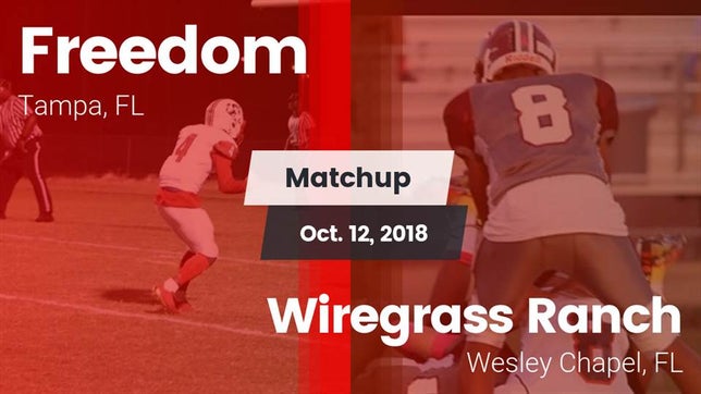 Watch this highlight video of the Freedom (Tampa, FL) football team in its game Matchup: Freedom vs. Wiregrass Ranch  2018 on Oct 12, 2018