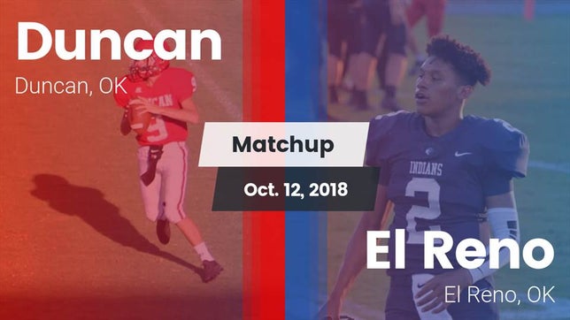 Watch this highlight video of the Duncan (OK) football team in its game Matchup: Duncan  vs. El Reno  2018 on Oct 12, 2018