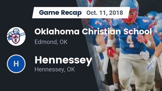 Watch this highlight video of the Oklahoma Christian (Edmond, OK) football team in its game Recap: Oklahoma Christian School vs. Hennessey  2018 on Oct 11, 2018