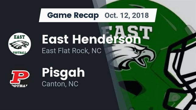 Watch this highlight video of the East Henderson (East Flat Rock, NC) football team in its game Recap: East Henderson  vs. Pisgah  2018 on Oct 12, 2018