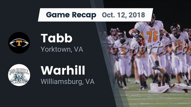 Watch this highlight video of the Tabb (Yorktown, VA) football team in its game Recap: Tabb  vs. Warhill  2018 on Oct 13, 2018