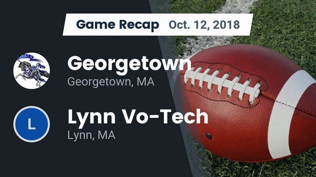 Watch this highlight video of the Georgetown (MA) football team in its game Recap: Georgetown  vs. Lynn Vo-Tech  2018 on Oct 12, 2018