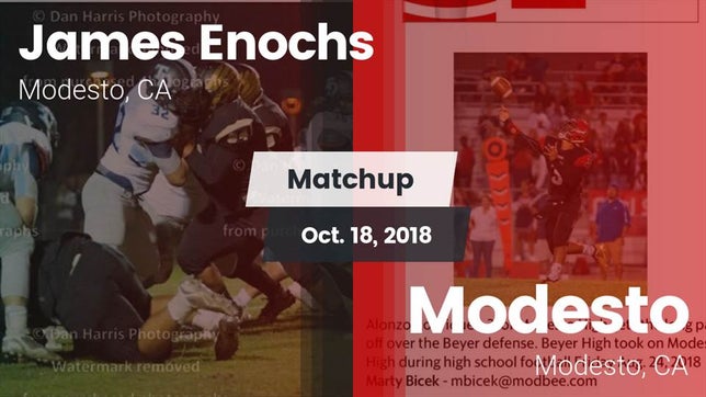 Watch this highlight video of the Enochs (Modesto, CA) football team in its game Matchup: Enochs vs. Modesto  2018 on Oct 18, 2018