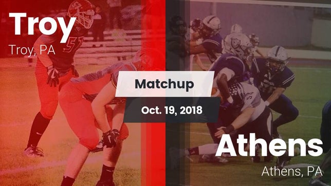 Watch this highlight video of the Troy (PA) football team in its game Matchup: Troy vs. Athens  2018 on Oct 19, 2018