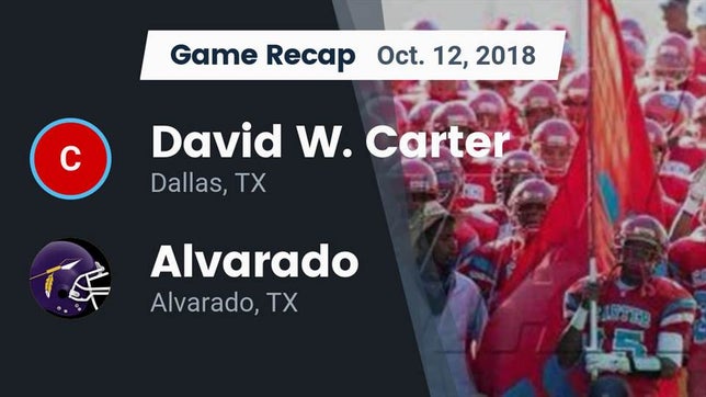 Watch this highlight video of the Carter (Dallas, TX) football team in its game Recap: David W. Carter  vs. Alvarado  2018 on Oct 12, 2018