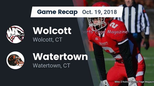 Watch this highlight video of the Wolcott (CT) football team in its game Recap: Wolcott  vs. Watertown  2018 on Oct 19, 2018