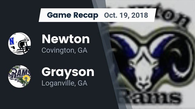 Watch this highlight video of the Newton (Covington, GA) football team in its game Recap: Newton  vs. Grayson  2018 on Oct 19, 2018