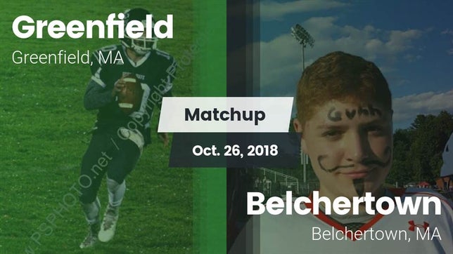 Watch this highlight video of the Greenfield (MA) football team in its game Matchup: Greenfield High vs. Belchertown  2018 on Oct 26, 2018
