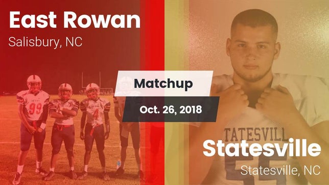 Watch this highlight video of the East Rowan (Salisbury, NC) football team in its game Matchup: East Rowan vs. Statesville  2018 on Nov 9, 2018