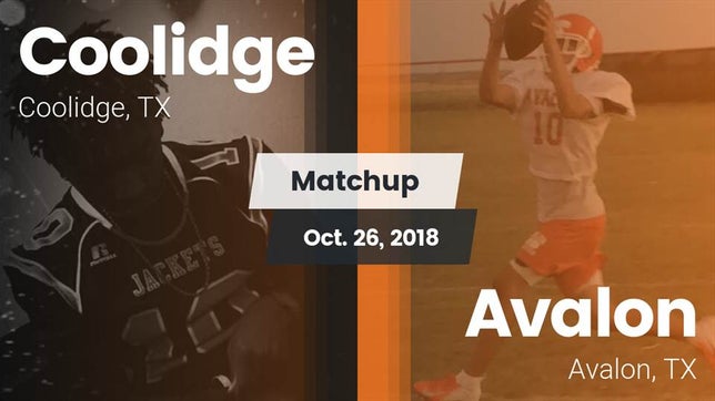 Watch this highlight video of the Coolidge (TX) football team in its game Matchup: Coolidge vs. Avalon  2018 on Oct 26, 2018