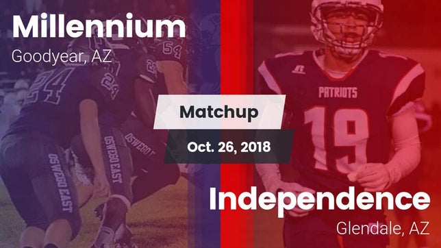 Watch this highlight video of the Millennium (Goodyear, AZ) football team in its game Matchup: Millennium HS vs. Independence  2018 on Oct 26, 2018