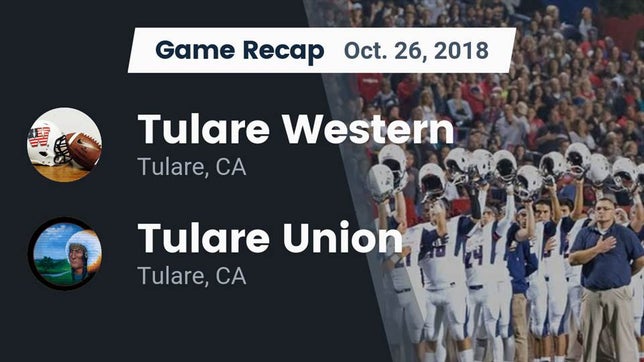 Watch this highlight video of the Tulare Western (Tulare, CA) football team in its game Recap: Tulare Western  vs. Tulare Union  2018 on Oct 26, 2018