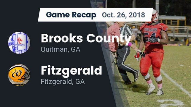 Watch this highlight video of the Brooks County (Quitman, GA) football team in its game Recap: Brooks County  vs. Fitzgerald  2018 on Oct 26, 2018