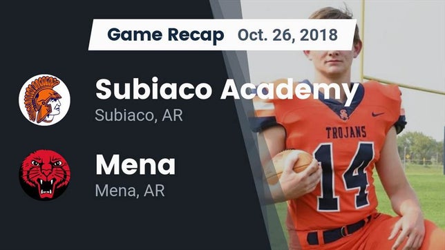 Watch this highlight video of the Subiaco Academy (Subiaco, AR) football team in its game Recap: Subiaco Academy vs. Mena  2018 on Oct 26, 2018